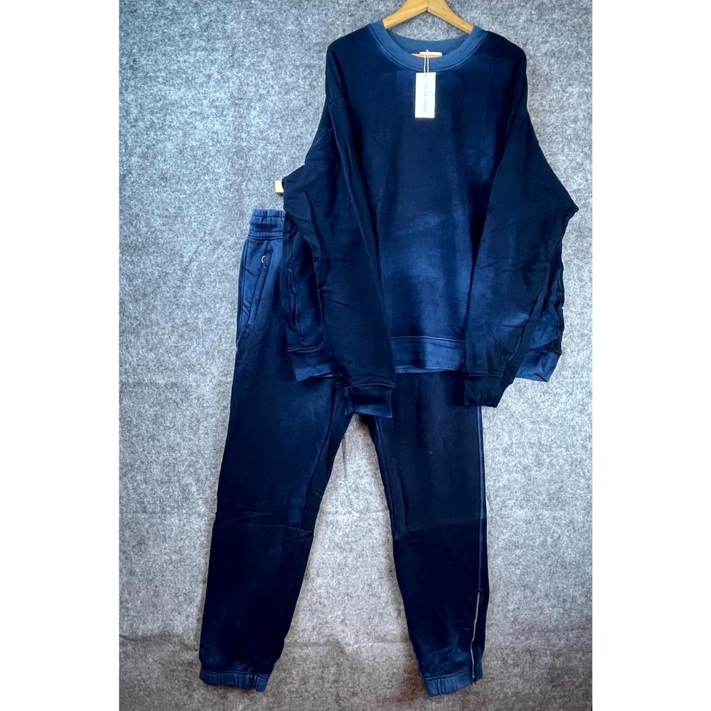 Cotton Citizen Bronx Sweatshirt & Jogger Set Mens 2XL Blue Ankle Zip Pullover